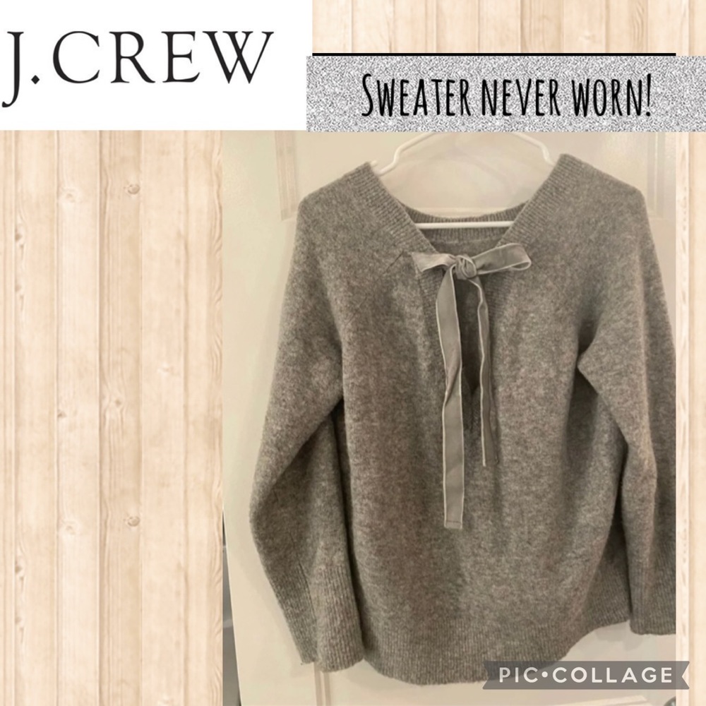 J.Crew v-back sweater w/ velvet ribbon NEVER WORN!